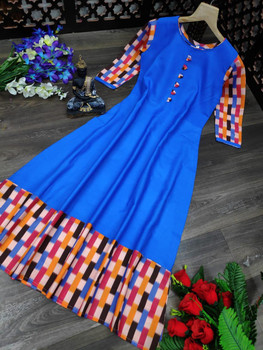 New 2021 Amazing Galaxy Cotton Printed Long Blue Gown (Size-L-40)