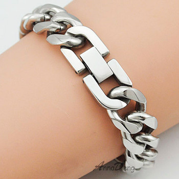 CHIMDOU 21cm 13mm Cool Fashion High Quality Stainless Steel Pop Punk Rock Style Round Chain Link Bracelet Men Jewelry AB713 