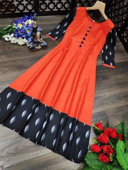 New 2021 Amazing Galaxy Cotton Printed Long Red Gown (Size-M-38)