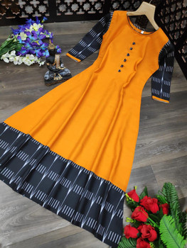 New 2021 Amazing Galaxy Cotton Printed Long Orange Gown (Size-XXL-44)