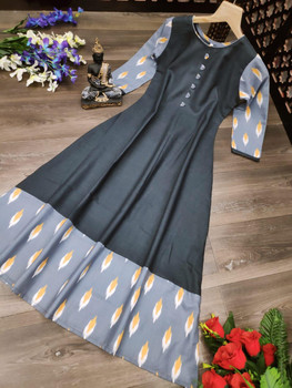 New 2021 Amazing Galaxy Cotton Printed Long Black Gown (Size-M-38)