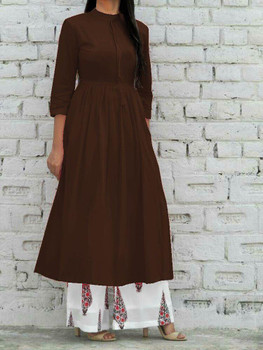 New 2021 Presenting Beautiful Rayon Digital Printed Cotton Top & Palazzo-Kurti-Brown-(Size-XL)