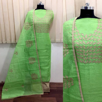 New 2021 Presenting Beautiful Designer Heavy Row Silk And Embroidery Work Drees-Light Green-Free Size