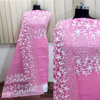 New 2021 Presenting Beautiful Designer Heavy Row Silk And Embroidery Work Drees-Pink-Free Size