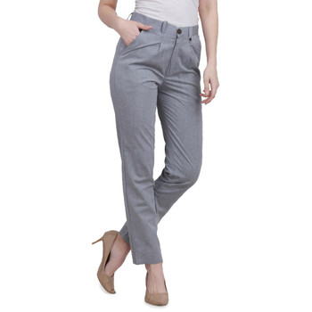 New 2021 Presenting Beautiful Pure Cotton Ladies Pant-Gray-Size-M