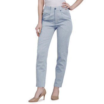 New 2021 Presenting Beautiful Pure Cotton Ladies Pant-Sky Blue-Size-M