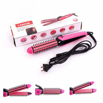 Nova NHC 8890 3 In 1 Multifunction Perfect Curl and Straightener for Women (Colour May Vary) 
