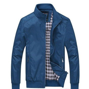 Men Stand Collar Bomber Jacket Light Weight Spring Autumn Zip-up Flight Pilot Wind Breaker Plus Size M-8XL Jacket 