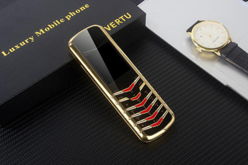 Luxury Metal Signature Mobile Phone Unlocked Classic Design Metal Frame dual sim Card GSM FM radio MP3 senior Bar Gold 8800 Cellphone