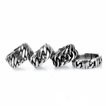 2018 men's personality single ancient silver Mesh ring retro spot mesh ring custom