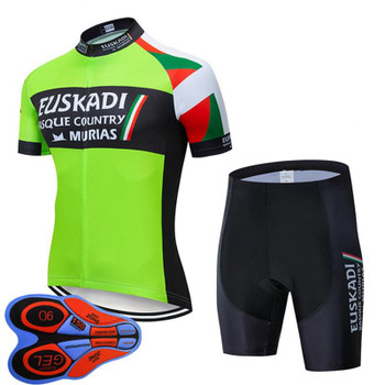 Euskadi Team Cycling Clothing Men Bike Jersey & Shorts 9D Gel Pad Sets Summer Breathable Short Sleeve MTB Bicycle Outfits Sports Uniform Y21033012