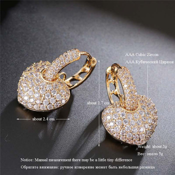 Fashion Jewelry Ice Out Bling Punk Rose Gold Color Zirconia Micro Paved Heart Hip Hop Earrings for Women Clear Crystal Lover Party Gifrs for Women