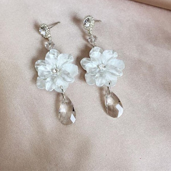  Sterling Silver Needle Crystal Flowers Eardrops 2021 New Trendy Long Temperament Personal Influencer Niche Thin Earrings Women 