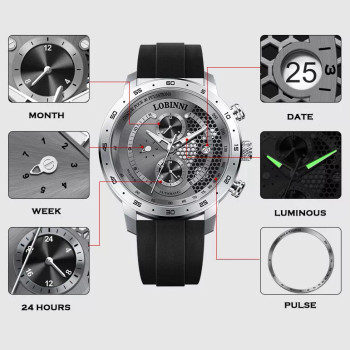 LOBINNI Men Automatic Watch Luxury Mechanical Wristwatch