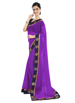 2024 Women's Chiffon Saree Purple 5.6 Mtrs 2024 Women's Chiffon Saree Purple 5.6 Mtrs