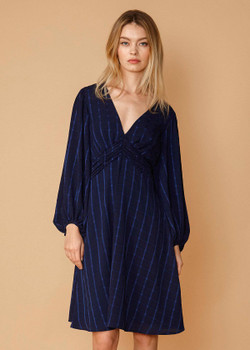 Women's V-neck Checkered Dress in Night Plaid Women's V-neck Checkered Dress in Night Plaid