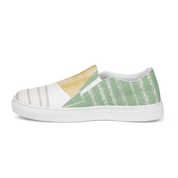 Mens Slip-on Canvas Shoes Green Textured Boho Pattern-DELETED-1735617496