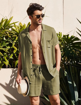 Summer Cotton Linen Beach men swim set-DELETED-1738010002