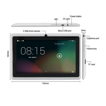 7inch  1024*600 Display 1+8G Storage Quad Core Android  Tablet Pc