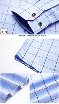 Long Sleeve Slim Fit Formal Man Grid Plus Size Blouse Shirt