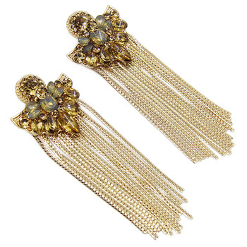 Gold Tassel Copper Electroplated Earrings Silver Shiny Stone Earings EX19102328