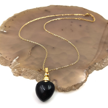 Natural Rose Quartz Amethyst Gemstone Heart Crystal Bottle love Pendant Necklace