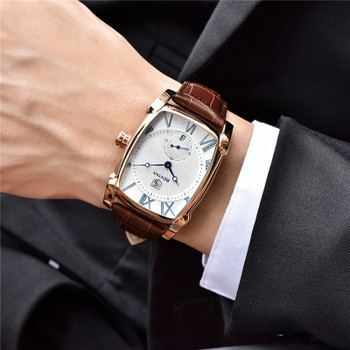 BENYAR Quartz Watches Black Leather Chronograph Wristwatch