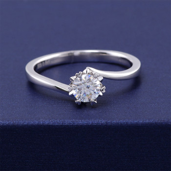 0.5 Carat Round Solitaire Moissanite Engagement Ring in Sterling Silver