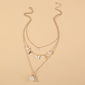 18K Gold Plated Rope Chain Multilayer Butterfly Necklace Crystal Brass Necklace 18K Gold Plated Rope Chain Multilayer Butterfly Necklace Crystal Brass Necklace