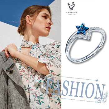 925 Sterling Silver Star Ring Adjustable Crystal Zircon Ring 925 Sterling Silver Star Ring Adjustable Crystal Zircon Ring
