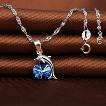 Crystal Jewelry 925 Sterling Silver Dolphin Necklace for Women