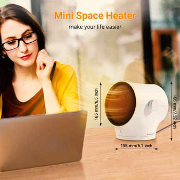 Portable Space Heater 3s Fast Heating 1000W 2 in 1 Oscillating Heater and Fan