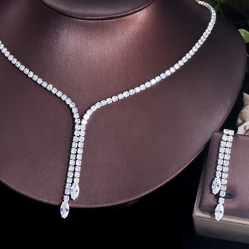 Bling Tassel Drop Cubic Zirconia Paved Women Party Wedding Jewelry Sets