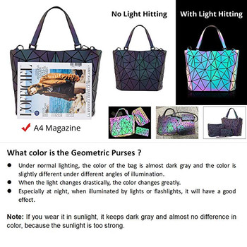 Holographic Reflective Tote Bag Clutch Wallet Shoulder Bags Set Geometric Purse