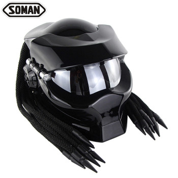 Predator Motorcycle Full Face Helmets Flip up  With Braid Casque Silver Lens