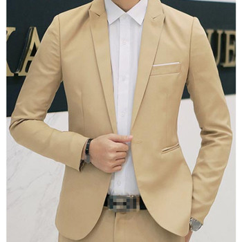Men's Slim Suit Spring Autumn Casual Formal Business Single Breasted Suit Blazer