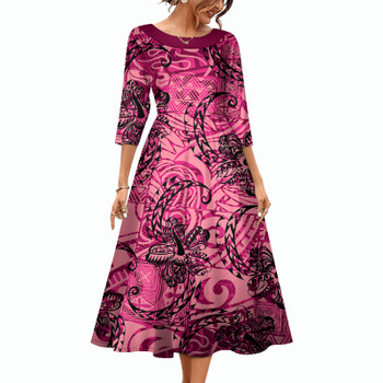 Polynesian Tribal Clothing Printed Customized Women's Hawaiian Dresses