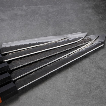 5pcs Kitchen 9Cr18Mov Fixed Blade Handmade Pattern Slicing Layer Chef Knife