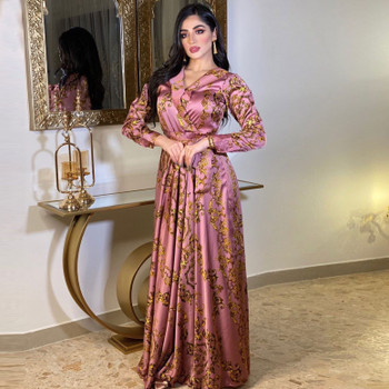 Traditional Clothing Ethnic Print Modest Evening Dress Dubai Abaya Women Dress