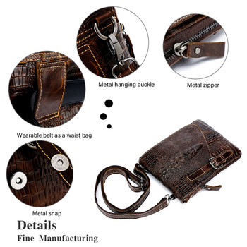 Genuine Leather Crocodile Pattern Messenger Bag Sling Shoulder Bag Men's Genuine Leather Crocodile Pattern Messenger Bag Sling Shoulder Bag Men's