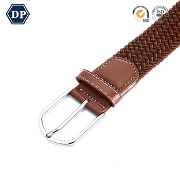 DP3517A-201 Fashion Braided Elastic Belts for Men With Genuine Leather Ending