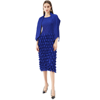Women's Sexy Shawl Pleated Skirt Slim Fit Long Sleeve Large Wrapped Hip Dress