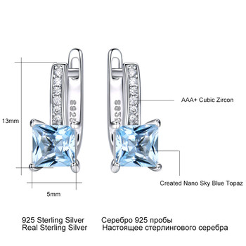 Sky Blue Silver Plated Fashionable Crystal Silver 925 Thailand Stud Earrings Sky Blue Silver Plated Fashionable Crystal Silver 925 Thailand Stud Earrings