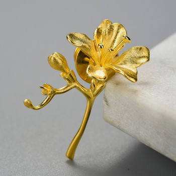 Lotus Fun 925 Sterling Silver Elegant Beautiful Flower Brooch Women Fine Jewelry