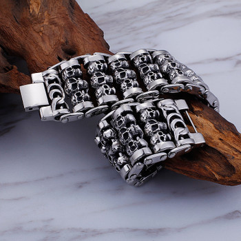 KALEN Skull Jewelry Link Chian Stainless Steel Skeleton Hand Bracelet Men KALEN Skull Jewelry Link Chian Stainless Steel Skeleton Hand Bracelet Men