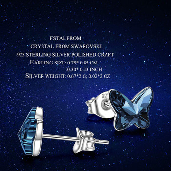 Crystal Butterfly Studs Earring 925 Sterling Silver Little Tragus Earring Crystal Butterfly Studs Earring 925 Sterling Silver Little Tragus Earring