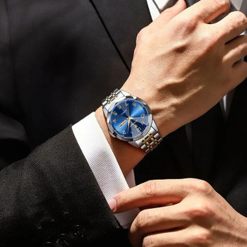 POEDAGAR Multi Time Zone Watch for Men Waterproof Stainless Steel Wristwatches