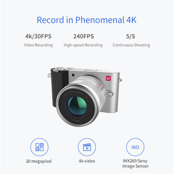 YI M1 Mirrorless Digital Camera Prime Zoom Two Lens LCD Minimalist International Version RAW 20MP Video Recorder 720RGB