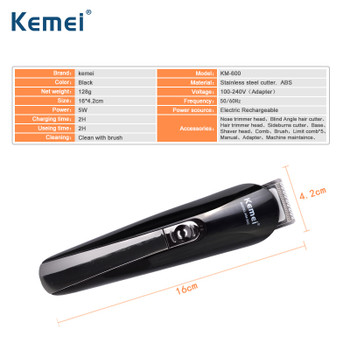 Kemei 6 in 1 Rechargeable Hair Trimmer Titanium Hair Clipper Electric Shaver Beard Trimmer Men Styling Tools Shaving Machine 600