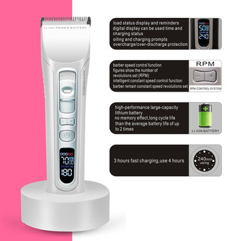 Professional Electric Hair Clipper Rechargeable Hair Trimmer Titanium Ceramic Blade LCD Display Salon Hair Cutting Machine